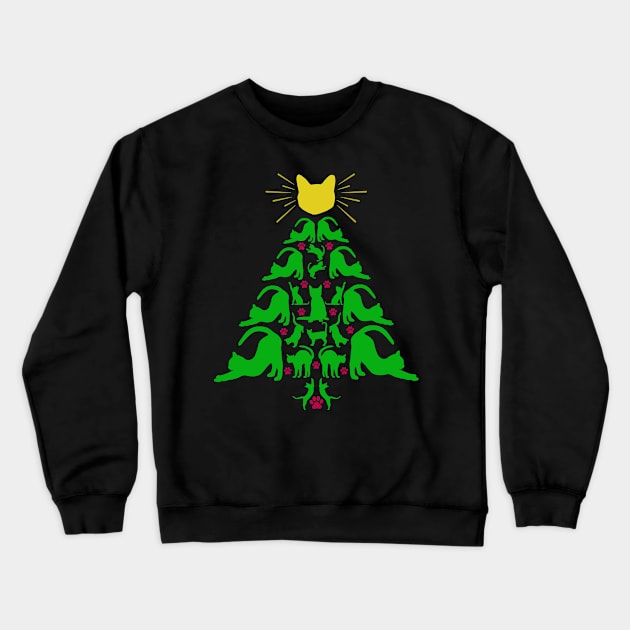 Cats Christmas Funny Meowy Christmas Tree Cat Lover Gift Crewneck Sweatshirt by Blink_Imprints10